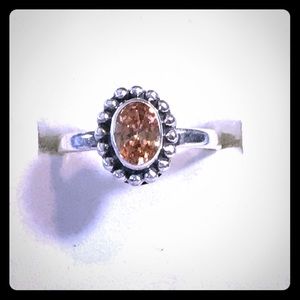 Citrine pebbled detail sterling silver ring